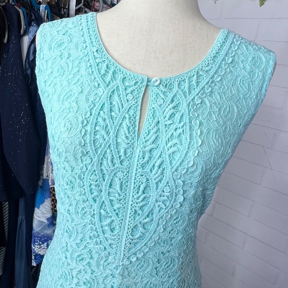 👗 |•PHOOL•| Aquamarine Blue Feminine Dress Size Small - Picture 5 of 9